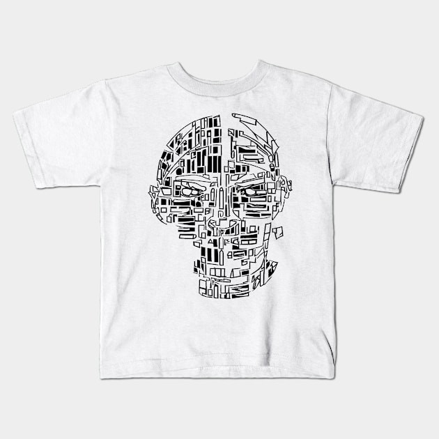 Surreal Futuristic Sci-fi Art Portrait Kids T-Shirt by Jumitu-Art